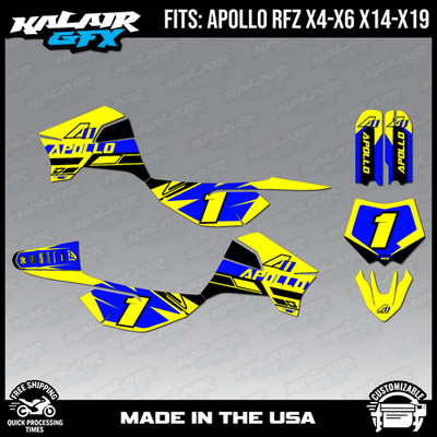 Graphics Kit for Apollo RFZ X4 X5 X6, X14 to X19 Blazing Series - Yellow