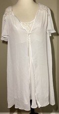 NWT VTG Cinema Etoile Set Gown Peignoir Robe White Chiffon Bridal M Tom Bezuda