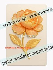 Golden flower celestial tin sign minimalist botanical decor