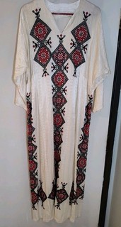 Vintage Patterned Rayon Ethiopian Habesha Kemis Incredible Cross Stitch!