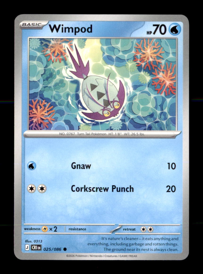 Wimpod 025/086 Common Chaos Rising Pokemon Near Mint