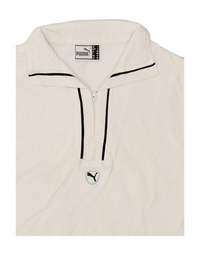 PUMA Womens Sleeveless Polo Shirt UK 12 Medium Off White Cotton BT15 - Picture 3 of 3