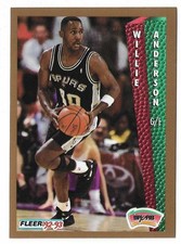 1992-93 Fleer Basketball Willie Anderson Card #201 San Antonio Spurs