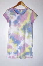 She + Sky Pastel Tie-Dye Tee Dress in Pink, Blue & Yellow Size Small 100% Cotton
