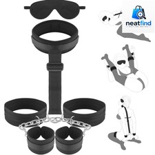 Comfortable 6-Piece Couples Bondage Kit with Neck and Wrist Cuffs for Safe Play