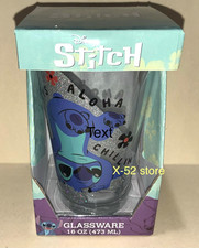 Stitch Disney Drink Cup Glass Ware Silver Glitter 16oz Lilo Stich aloha chill