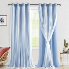 Hiasan Blackout Curtains Sheer Overlay Mix Match Double Layer Thermal Insulated