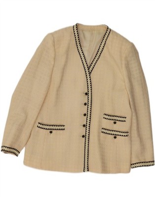 MARINA RINALDI Womens 5 Button Blazer Jacket Size 21 Medium Off White Wool AW02