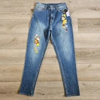 Disney Chip 'N Dale Chipmunks & Acorns Denim Mom Jeans Sz 5 Embroidered NWT