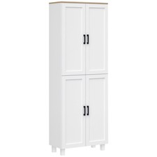 HOMCOM Modern Kitchen Cupboard Storage Cabinet with 6 Shelves, White