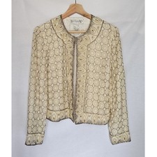 Niteline Della Roufogali Beaded Embellished Jacket Cream White Vintage 80s 90s S
