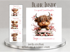 Highland Cow Personalised Easter Card For Granddaughter, Niece, Daughter, Mum