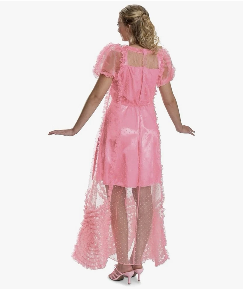 Fantasia Wicked Glinda Feminina Extra Grande 16/18 Rosa Deluxe Disfarce Mágico de Oz Babado - Imagem 2 de 4