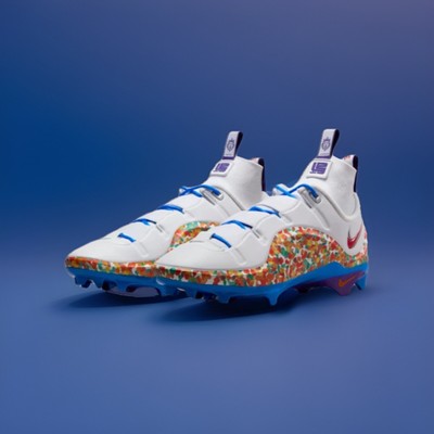 Nike LeBron IV Menace 3 Fruity Pebbles Football Cleats Men's Size 12 FV8044-100