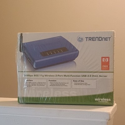 TRENDnet TEW-MP2U Wireless 2-Port USB 2.0 Print Server 802.11g/b Standalone