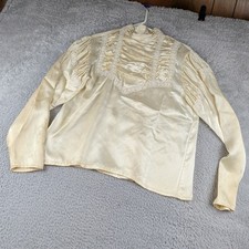 Vintage Gunnies Jessica McClintock Top Women 11 Ivory Ruffle Lace Pleated Button