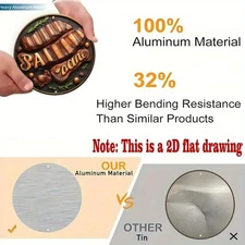 2D Flat1pcs 7.87X 7.87Inch Aluminum 2D Flat Retro Style BBQ Area Sign Inch Round