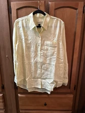 Universal Thread Women’s L Yellow Oversized Fit Button Shirt Cotton Top Casual