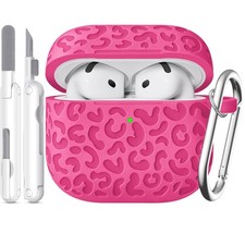 Leopard Carving for AirPods 4 Case 2024,Pattern Design Cute Soft Silicone Pro...