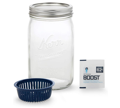 Integra Boost mit Kerr Glas Humidor 900 ml inkl. 6 Stück 62% 4 Gr Intrega Boost 