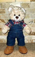 Build a Bear teddybear w/ denim overalls and Cowboy Boots plush stuffed animal