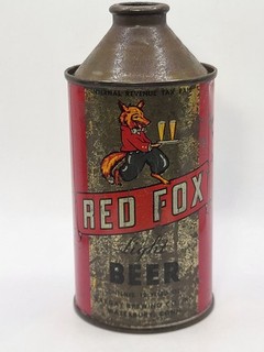 RED FOX BEER CONE TOP BEER CAN IRTP 1940S LARGAY BREWING WATERBURY CT.