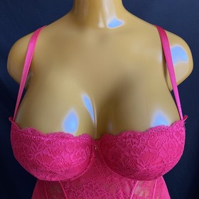 Ann Summers Sexy Lace Planet Suspender Basque, Red Sheer Mesh & Lace, UK 18 D-DD