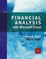 FINANCIAL ANALYSIS W/MICROSOFT EXCEL By Timothy R. Mayes & Todd Shank EXCELLENT