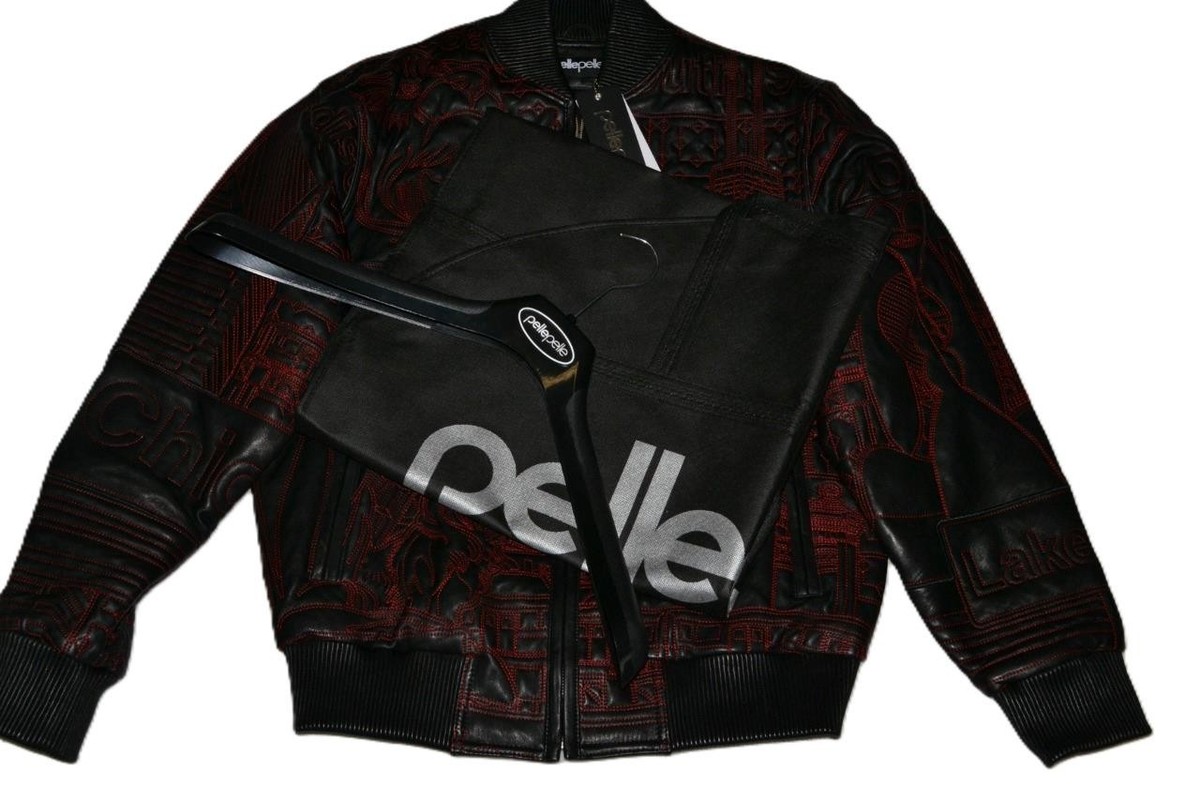 AUTHENTIC MEN'S PELLE PELLE CHICAGO QUILTED JACKET BLACK RED All