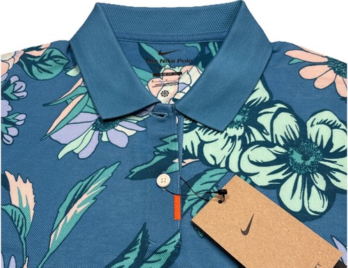 Nike Golf Women’s Floral Polo Cropped Dri-FIT DH2478-469 Blue Sz Small FREE SHIP - Picture 4 of 7