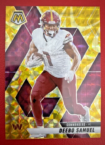 Deebo Samuel 2025 Panini Mosaic #44 Reactive Yellow Mosaic Prizm WAS Commanders