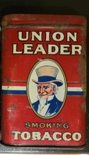 🔥 RARE UNION LEADER UNCLE SAM NJ POCKET TOBACCO TIN TAX STAMP *EMPTY*