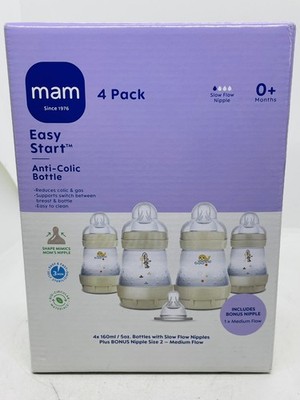 MAM Easy Start Anti-Colic Slow Flow Baby Bottle - Clear - 5oz/4pk (j)