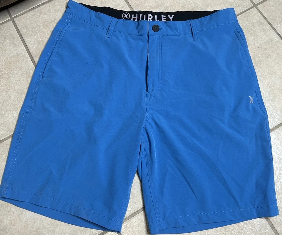 Hurley All Day Hybrid Quick Dry Knee Length Shorts Fishing Camping Size 38 Blue