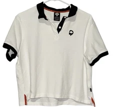 Outdoor Afro x REI Co-Op Womens White Black Crop Top Polo Shirt Sz M Medium