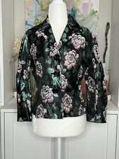 Nine West Vintage Jacquard Blazer Jacket Size XS Black Floral Button Up