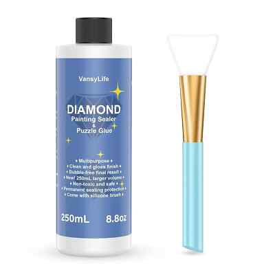 Updated Diamond Painting Sealer 250ML with Silicone Brush, 5D Diamond Paintin...