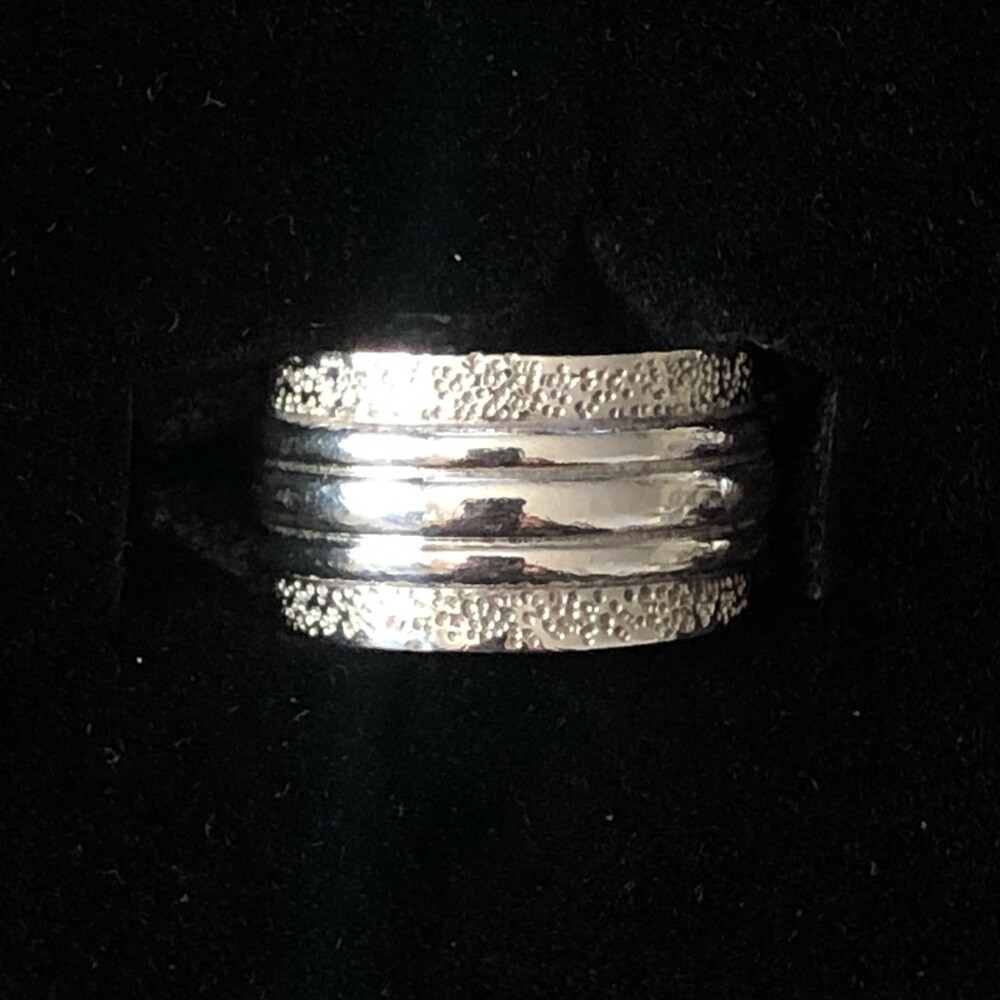 Sterling Silver Triple Stack Ring With Texturized… - image 3