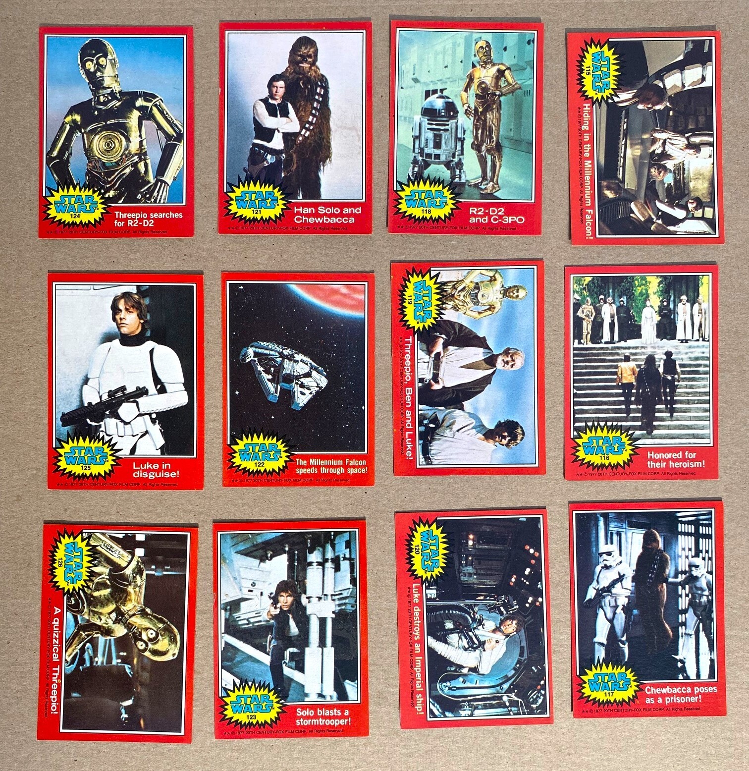 Star Wars Trading Cards 1977 Red Series Complete Set Excellent