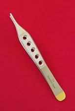  ADSON BROWN TISSUE PLASTIC SURGERY FORCEPS 4.75" 9X9T FENESTRATED GOLD HANDLE