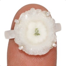 Natural Quartz Stalactites Slice 925 Sterling Silver Ring Jewelry s.8.5 CR70878
