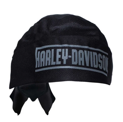 Harley Davidson Men's Faded H-D Text Tie Back Headwrap Black 5029011803