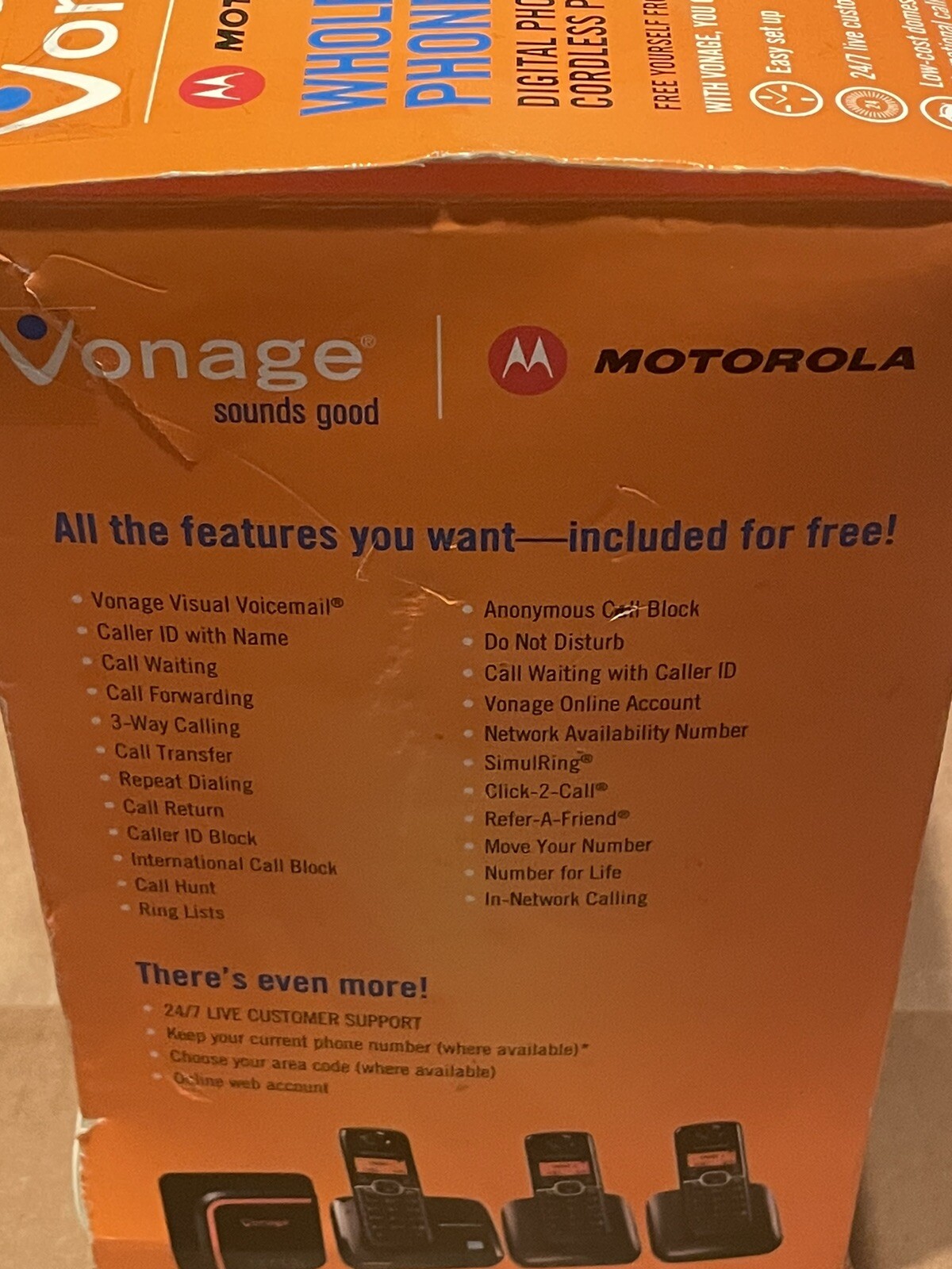 MOTOROLA VONAGE WHOLE HOUSE PHONE KIT DECT 6.0 CORDLESS PHONE SYSTEM