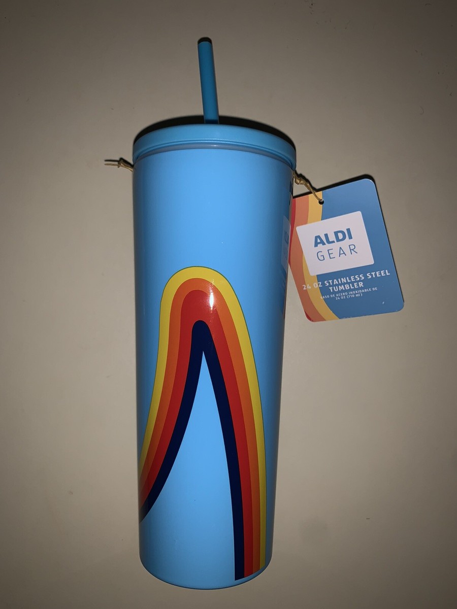 ALDI Gear 2024 Crofton Stainless Steel Tumbler Insulated Lt Blue / Rainbow  24oz | eBay