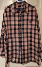 Dickies Mens Dress Shirt 2XL Red Black Plaid Long Sleeve Button Up