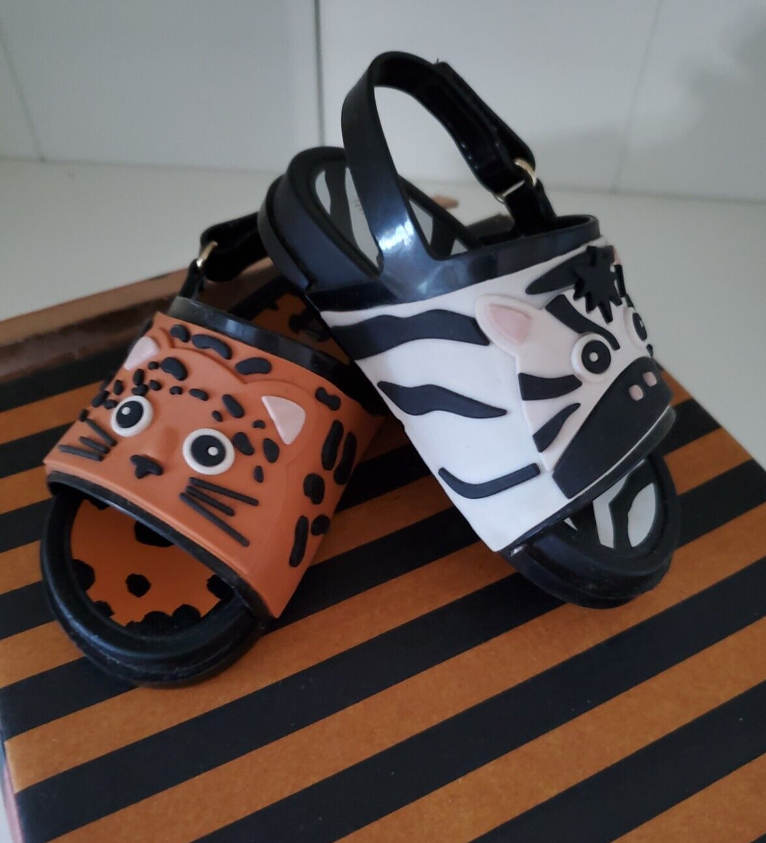 Mini Melissa Zoo Animal Sandal Tiger Zebra Toddler Size (31557B
