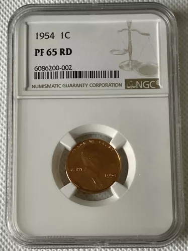 1954 p Lincoln wheat cent  NGC PF65 RD