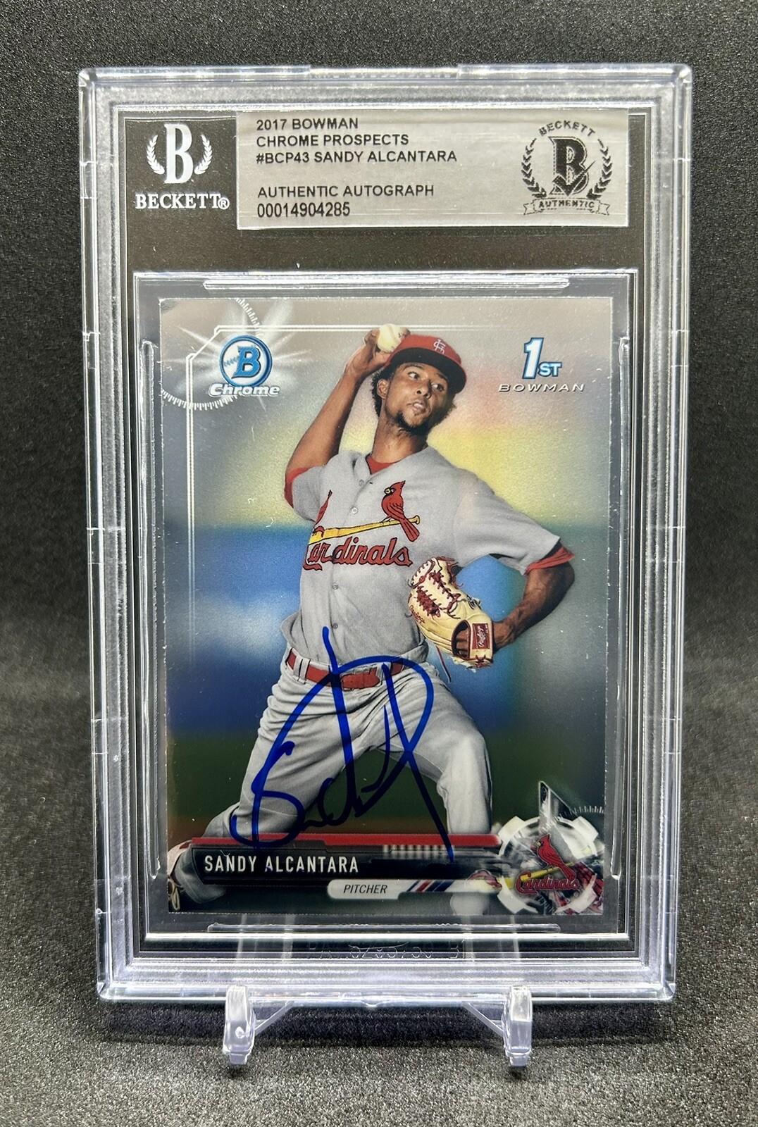 2017 1st Bowman Chrome Prospects #BCP43 Sandy Alcantara BAS Signed Auto Marlins