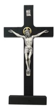Classic Black Standing Crucifix Size 8in Comes Gift Boxed