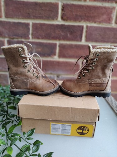 Timberland kids boys girls 18801 tuape grey cream genuine leather Boots UK 4 - Picture 4 of 12
